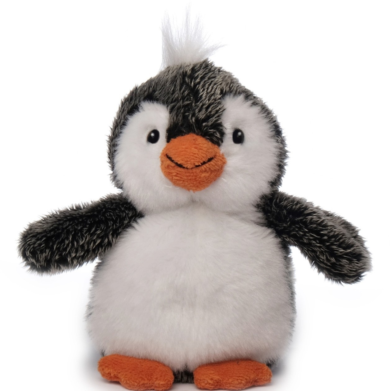 Inware pluche pinguin knuffeldier - grijs/wit - staand - 13 cm -