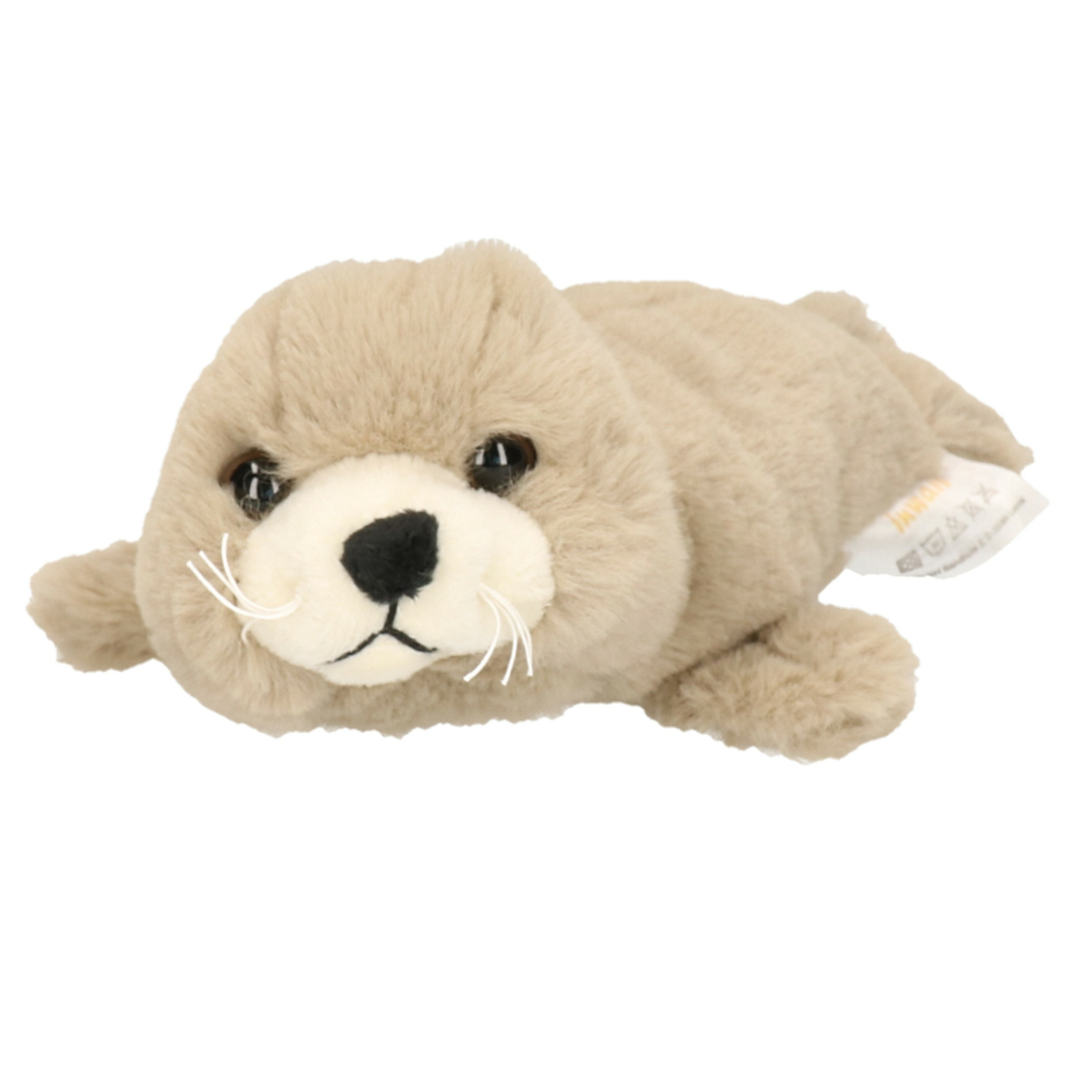 Inware Pluche zeehond knuffel - liggend - beige - polyester - 20 cm -