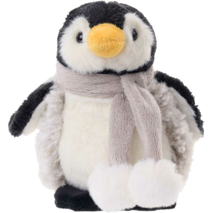 Bukowski pluche pinguin knuffeldier - grijs/wit - staand - 15 cm -