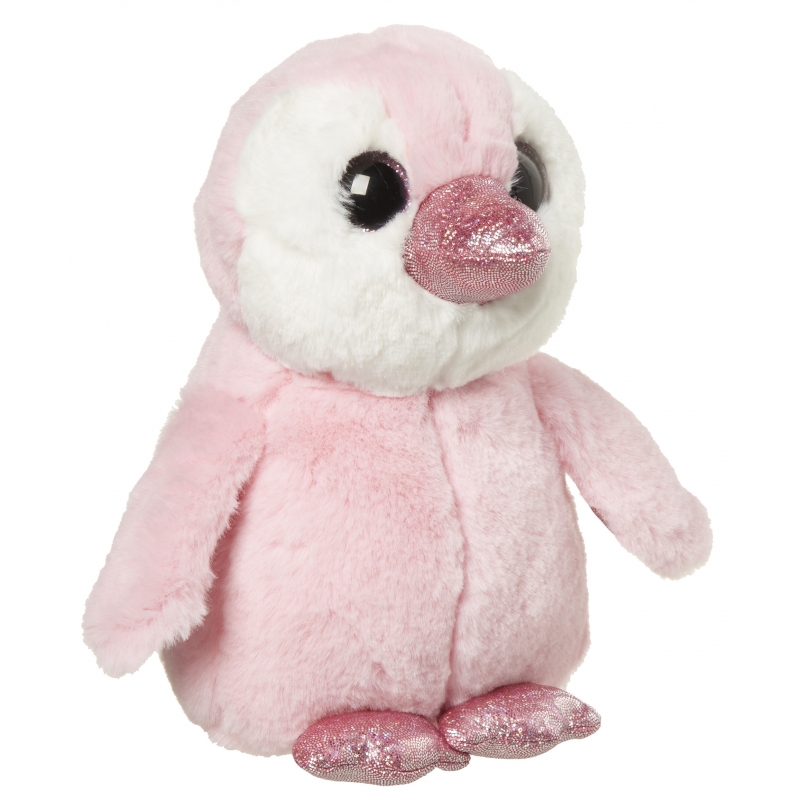 Nature Planet Pluche pinguin knuffeldier roze 18 cm -