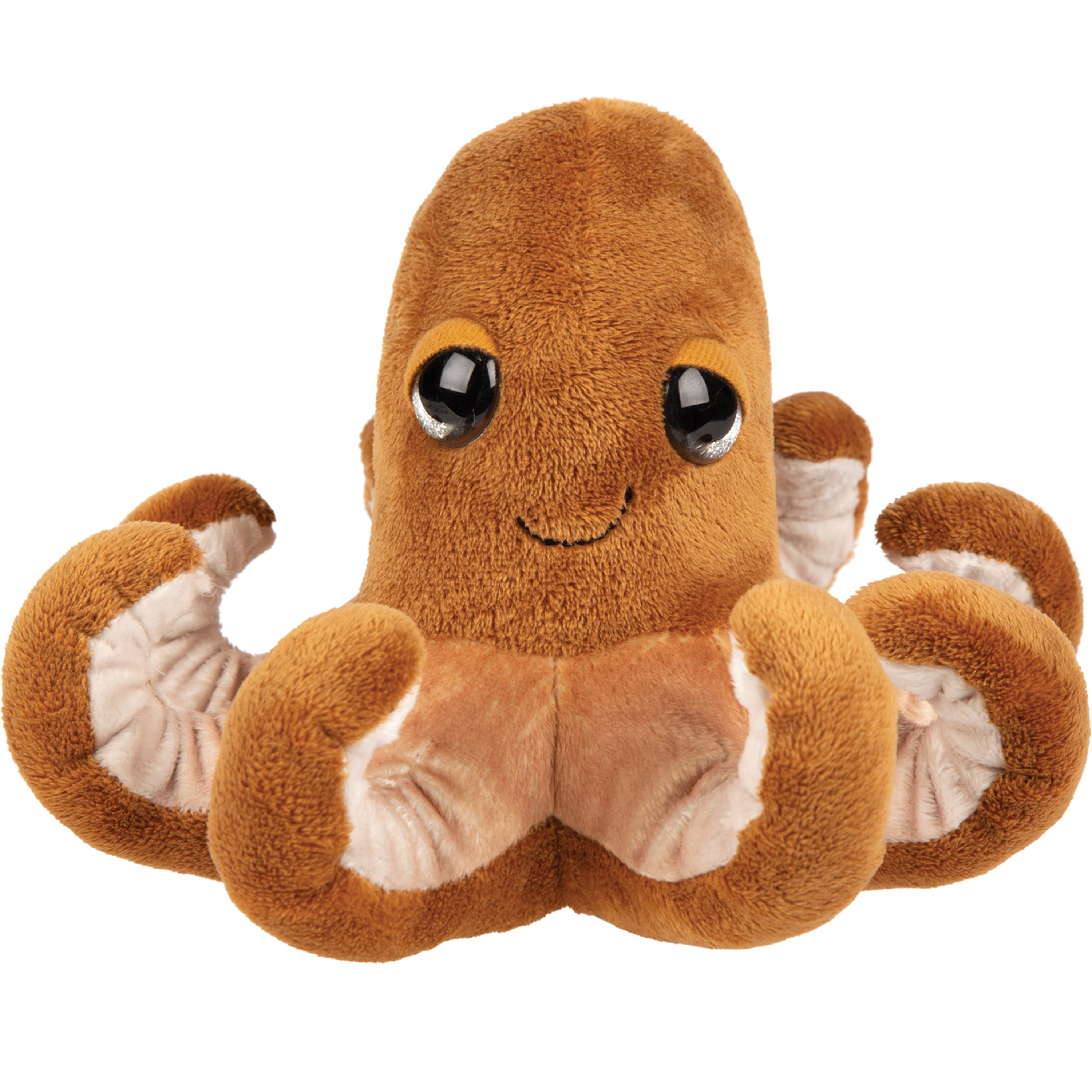 Suki Gifts pluche inktvis/octopus knuffeldier - cute eyes - bruin - 15 cm -