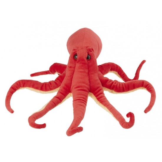 Nature Planet Pluche octopus knuffel rood 32 cm -