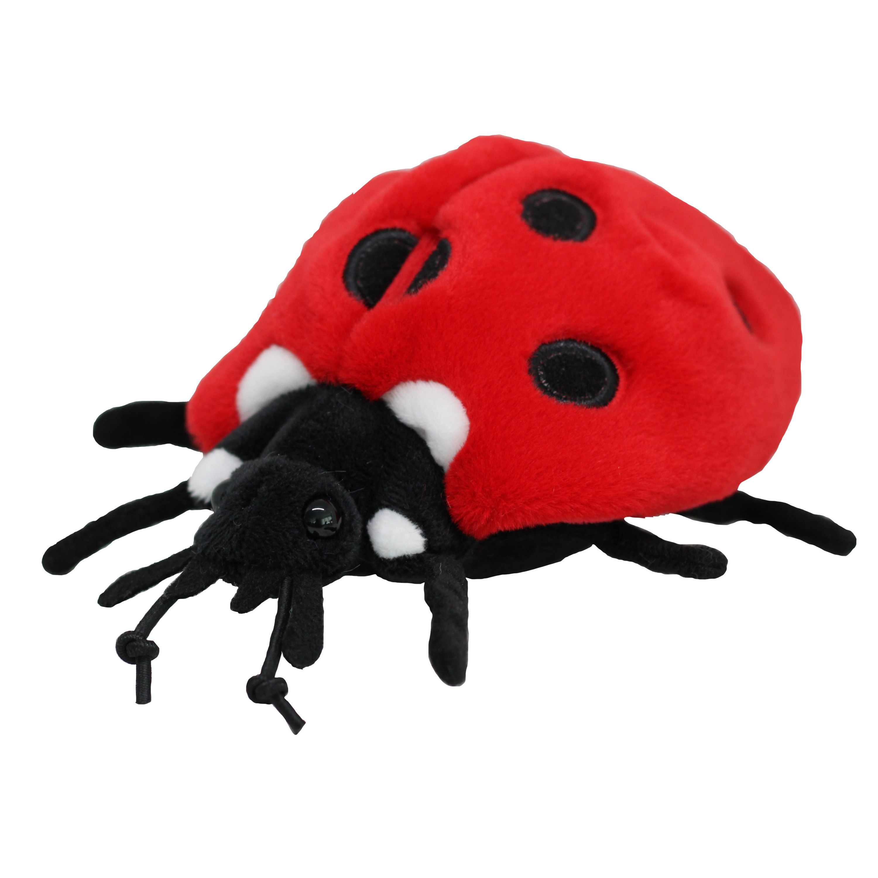 Nature Planet Knuffeldier Lieveheersbeestje - zachte pluche stof - premium kwaliteit knuffels - rood/zwart - 15 cm -