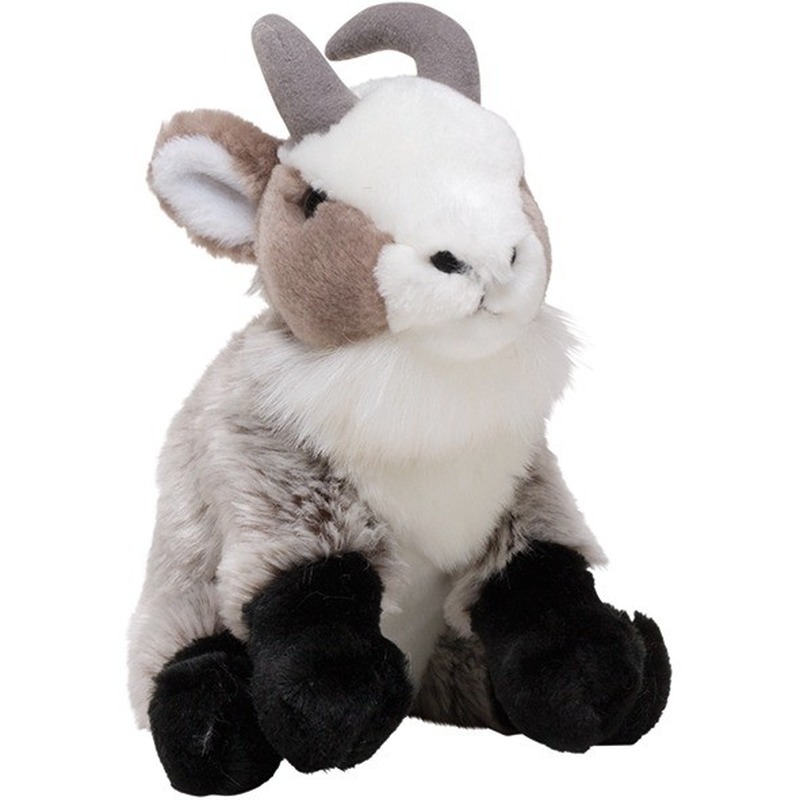 geiten knuffel - grijs - 18 cm - pluche stof - speelgoed -