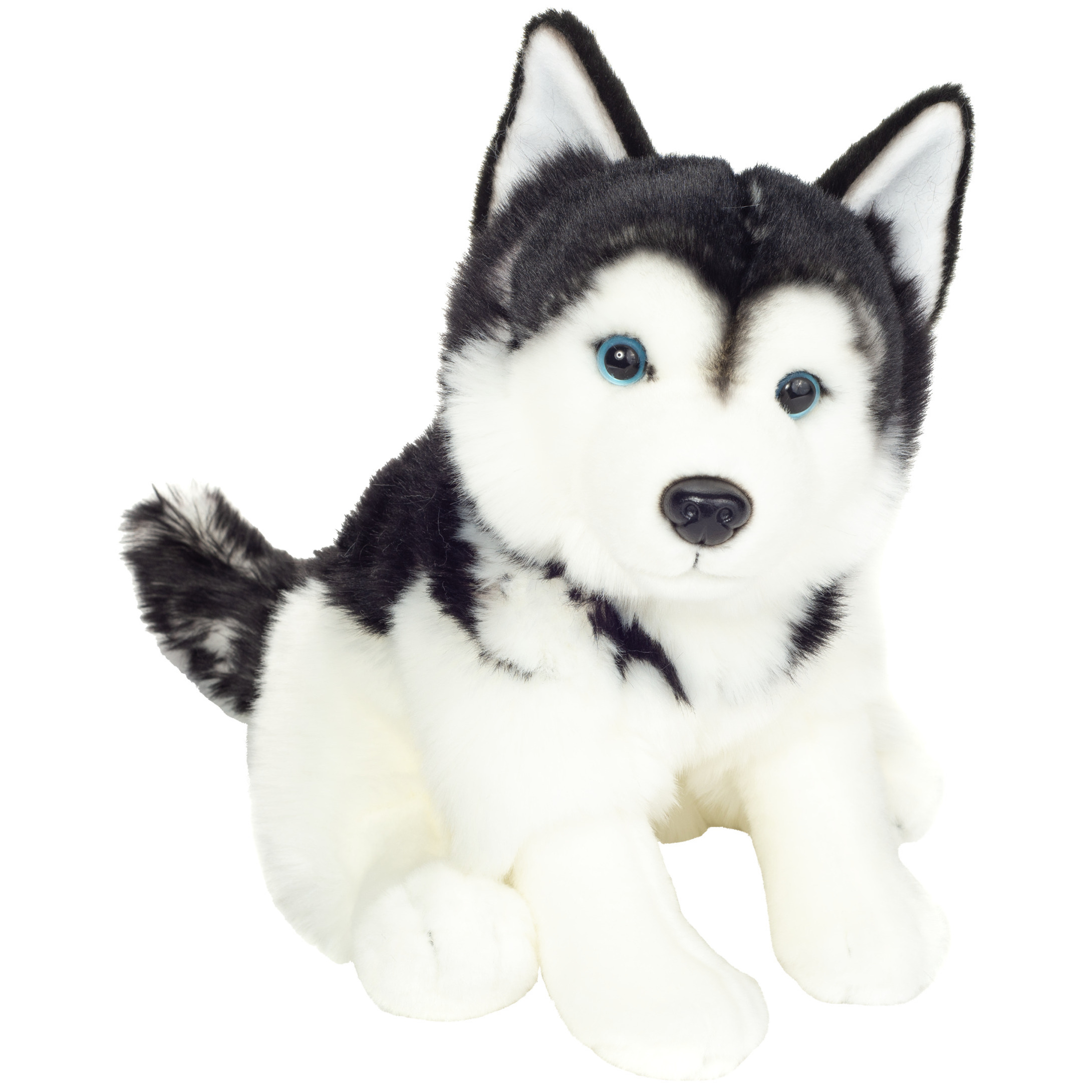 Hermann Teddy Knuffeldier hond Husky - zachte pluche stof - premium kwaliteit knuffels - grijs/wit - 30 cm -