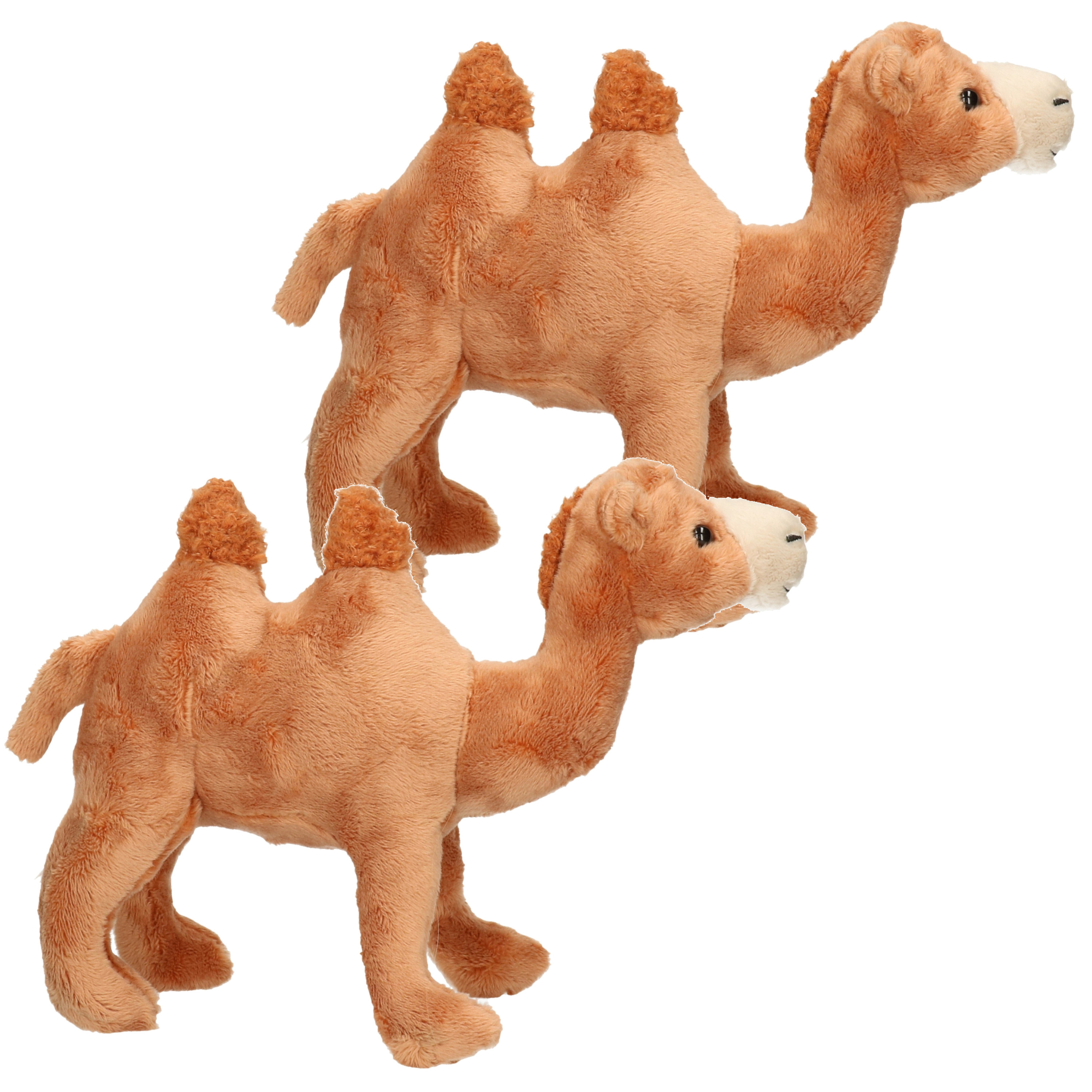 Cornelissen Pluche kameel knuffel dier - 2x - bruin - 22 cm -