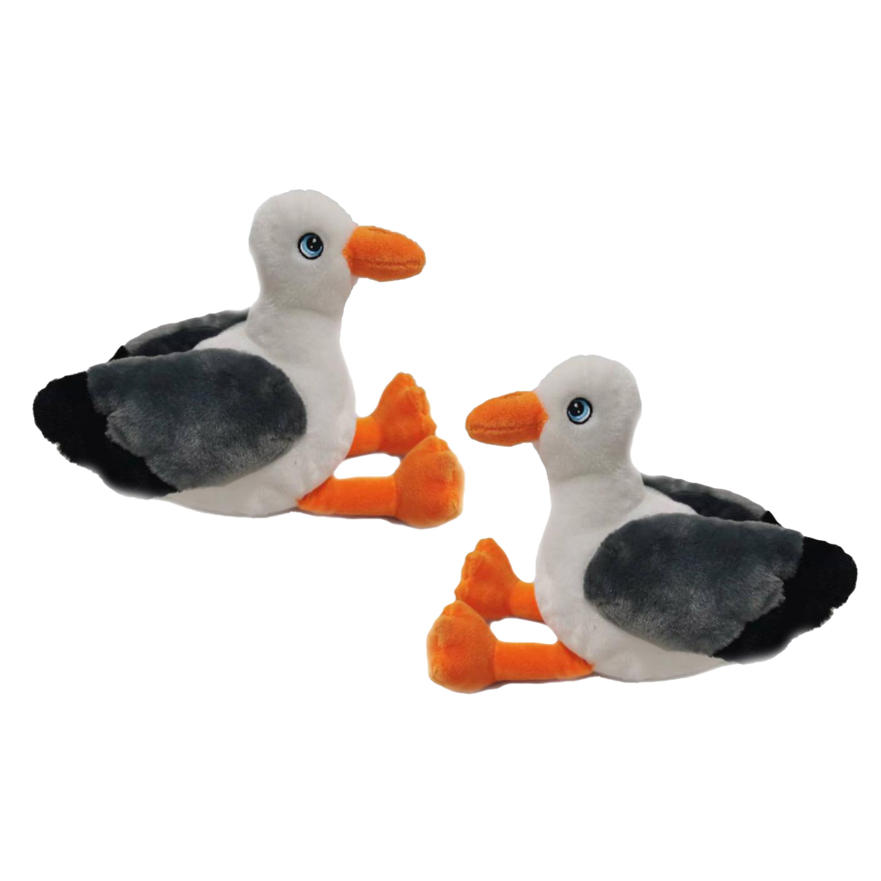 PIA Soft Toys Knuffeldier Meeuwen - 2x - zachte pluche stof - premium kwaliteit knuffels - Vogels - 19 cm -
