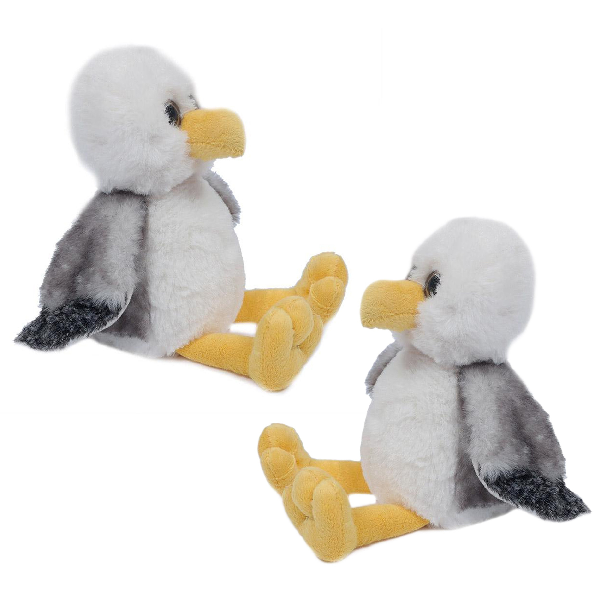 PIA Soft Toys Knuffeldier Meeuw - 2x - zachte pluche stof - premium kwaliteit knuffels - Vogels - 16 cm -