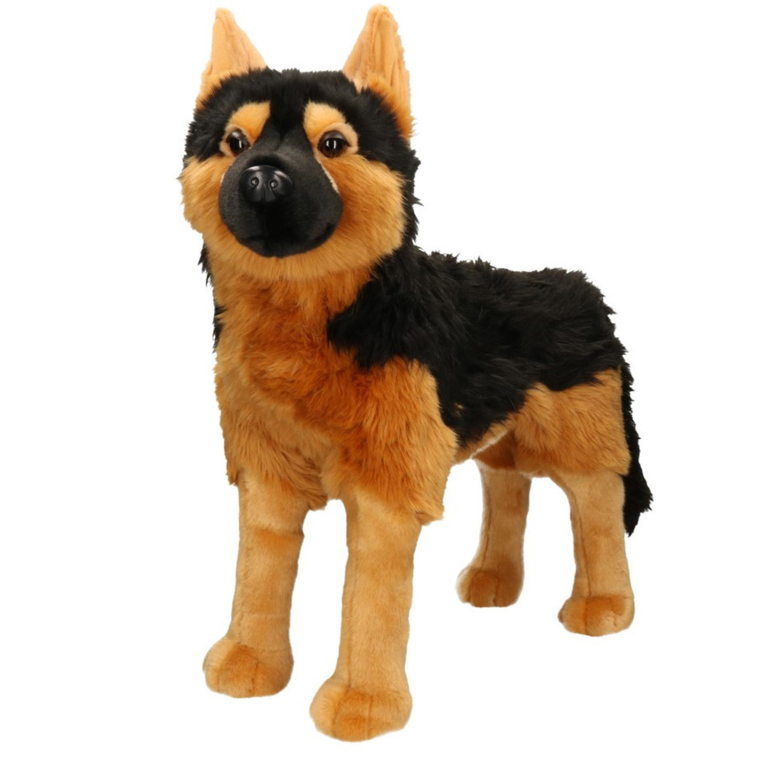 Merkloos Grote pluche bruin/zwarte Duitse Herder hond staand knuffel 53 cm speelgoed -