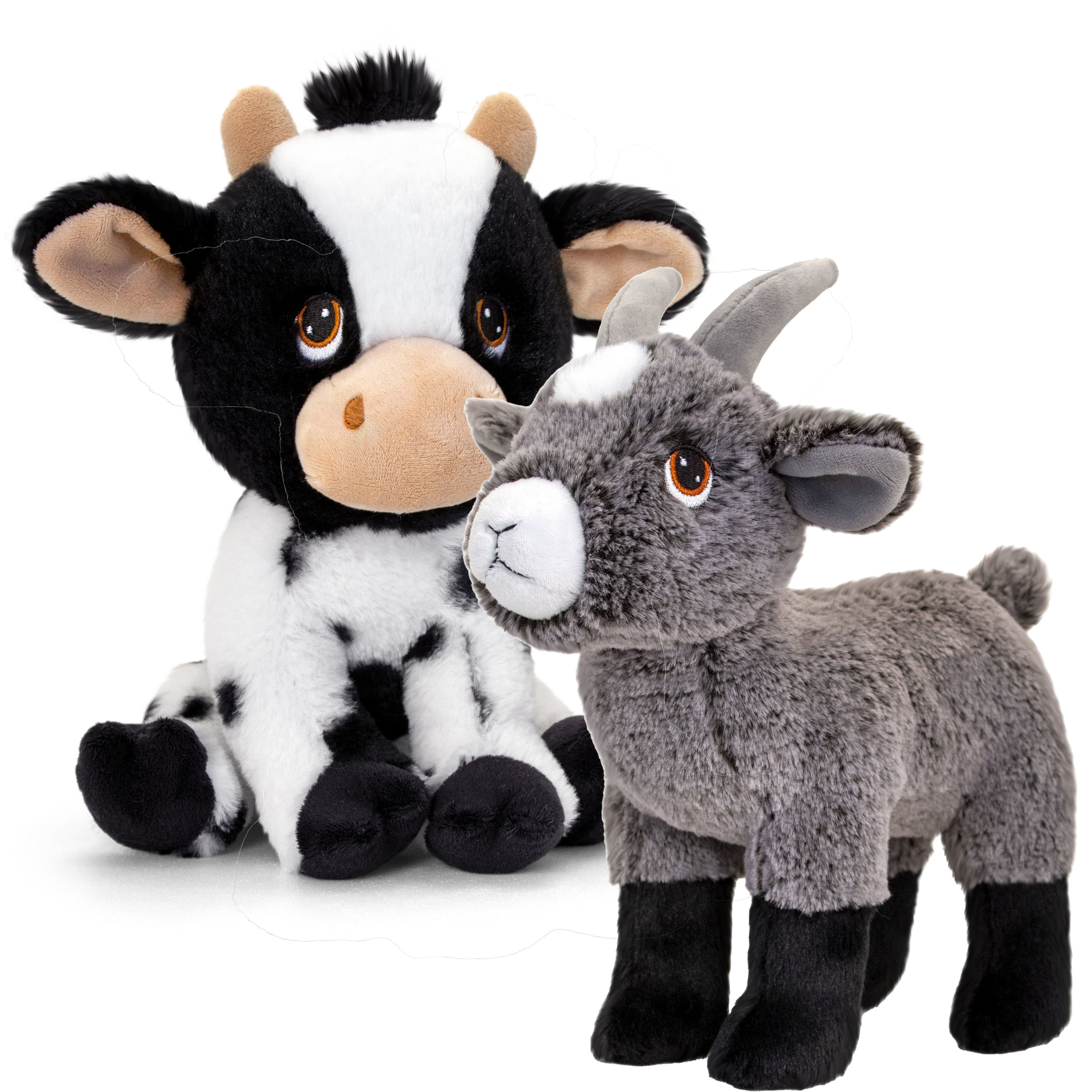 Keel Toys Pluche knuffel boerderijdieren voordeelset koe en geit van 25 cm -