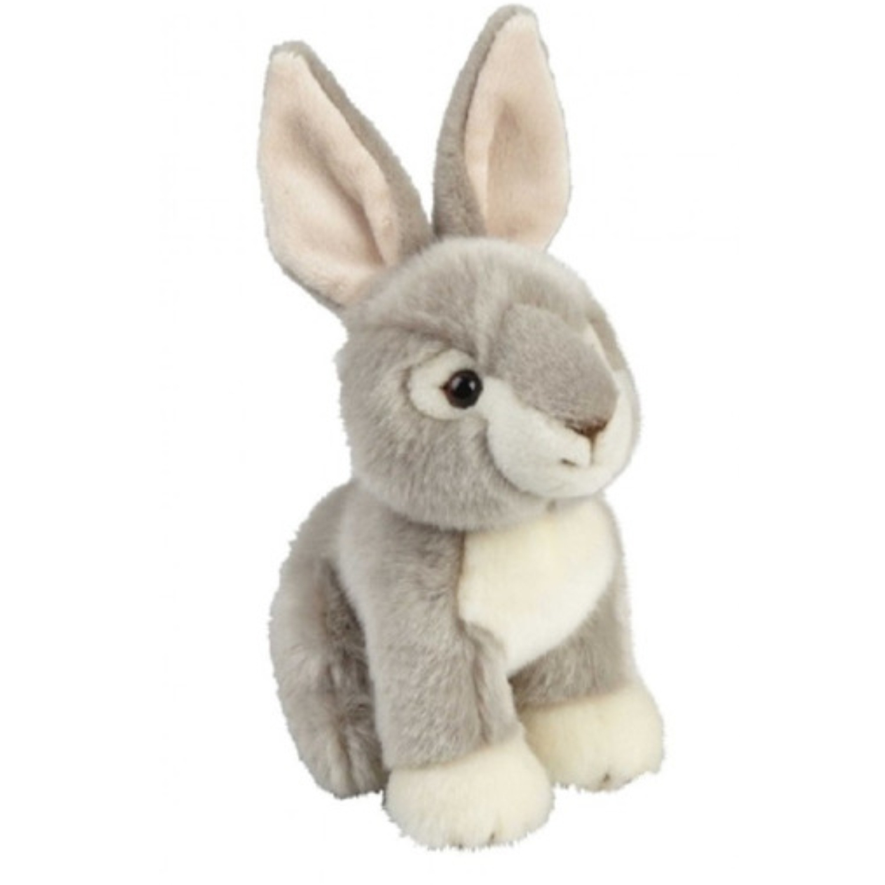 Ravensden Pluche grijs konijn/haas knuffel zittend 18 cm speelgoed -