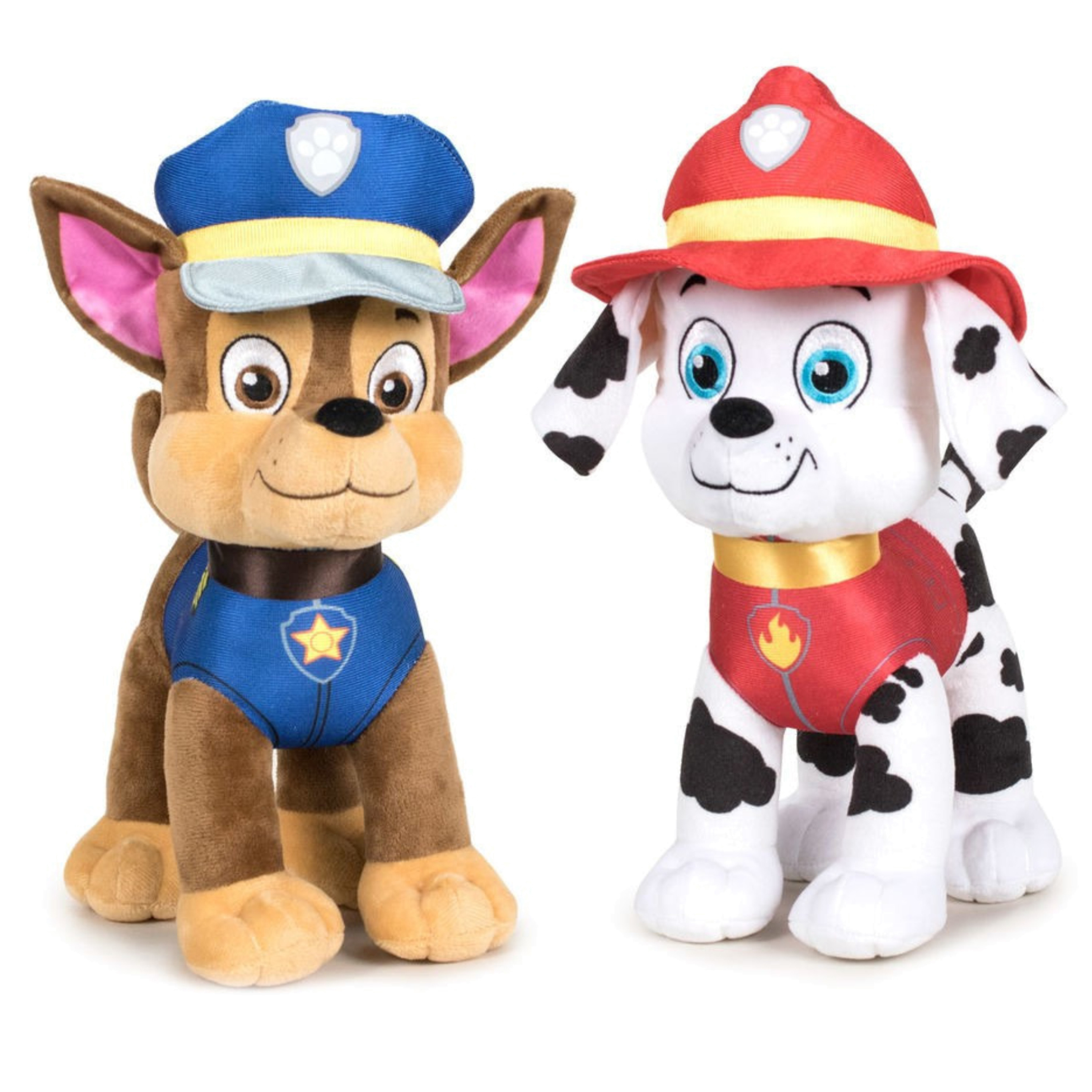 Paw Patrol figuren speelgoed knuffels set van 2x karakters Marshall en Chase 19 cm -