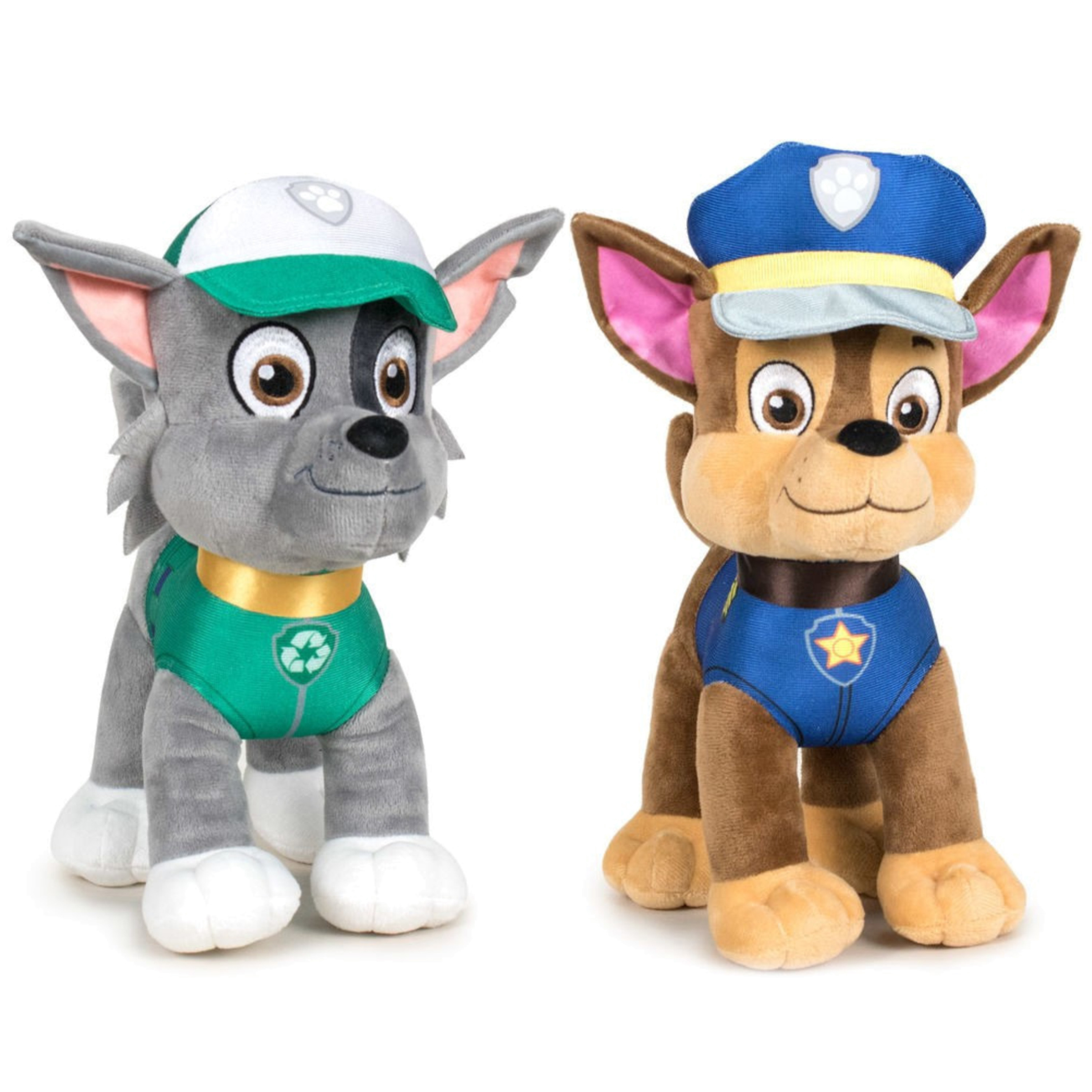 Paw Patrol figuren speelgoed knuffels set van 2x karakters Rocky en Chase 19 cm -