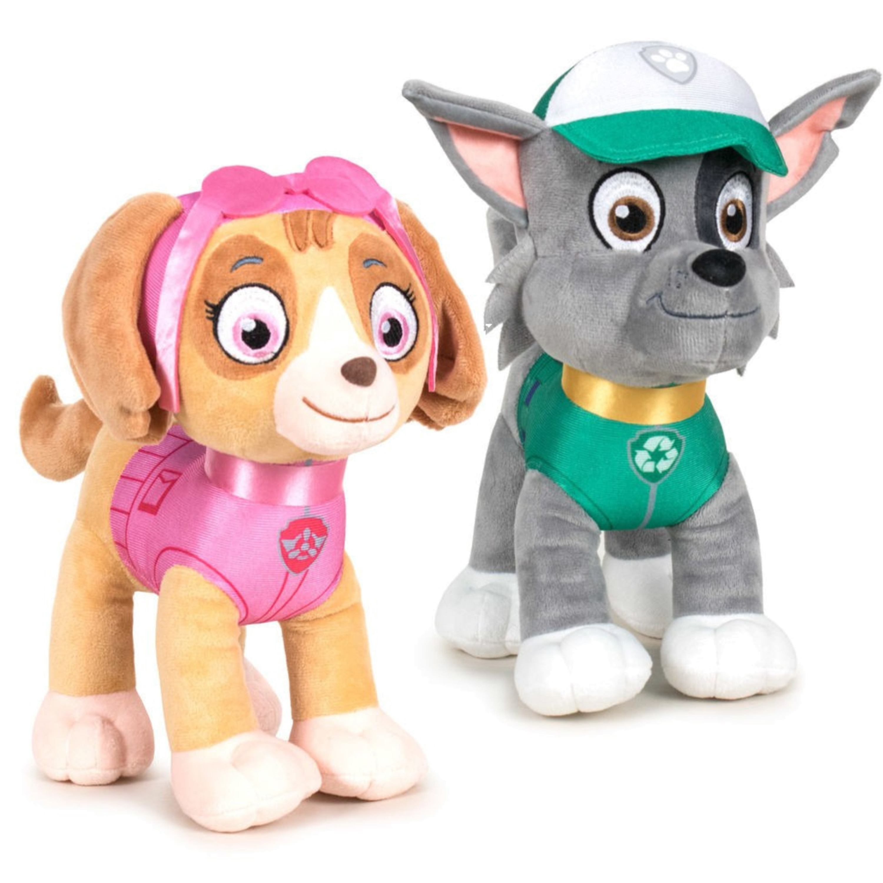 Paw Patrol figuren speelgoed knuffels set van 2x karakters Rocky en Skye 19 cm -
