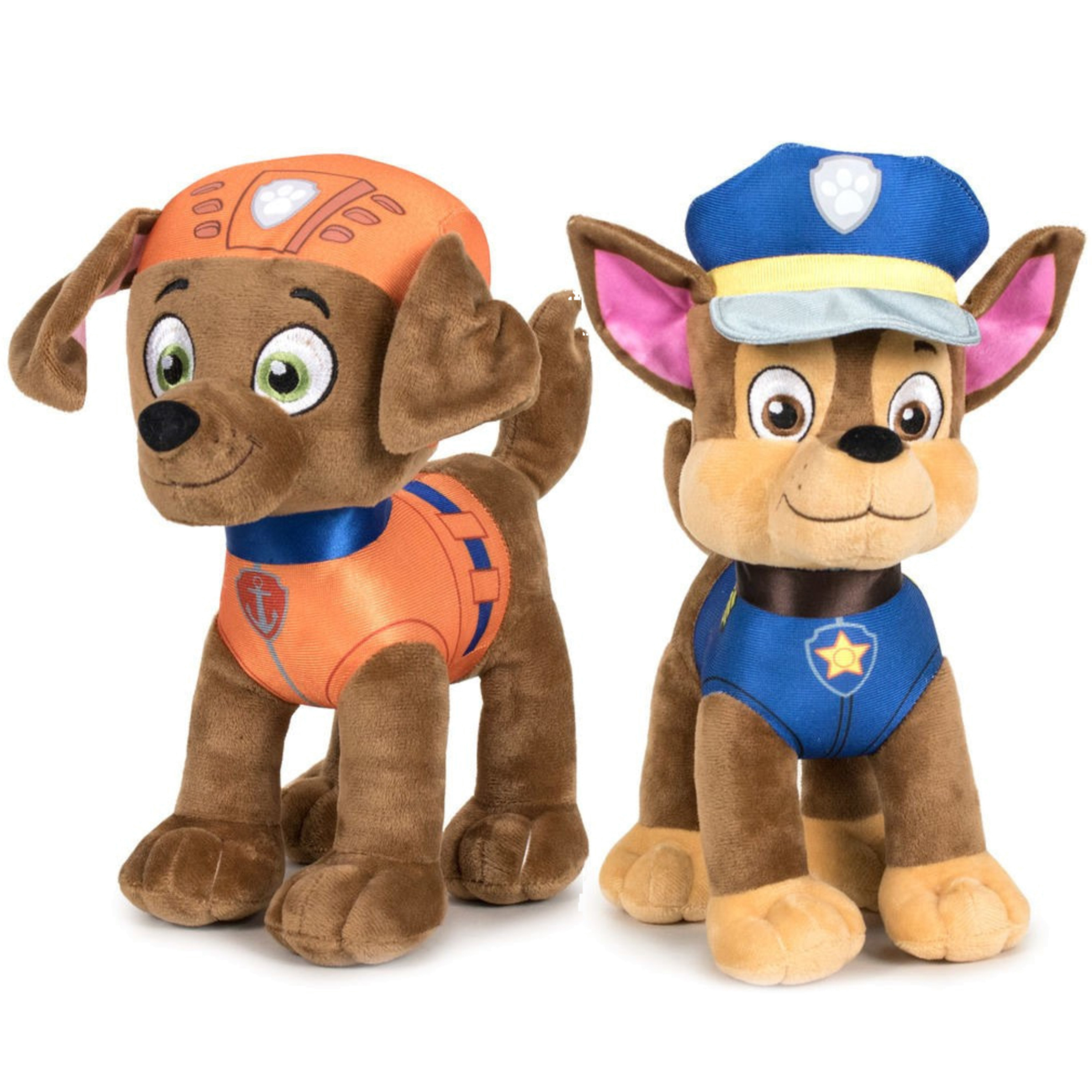Paw Patrol figuren speelgoed knuffels set van 2x karakters Zuma en Chase 19 cm -