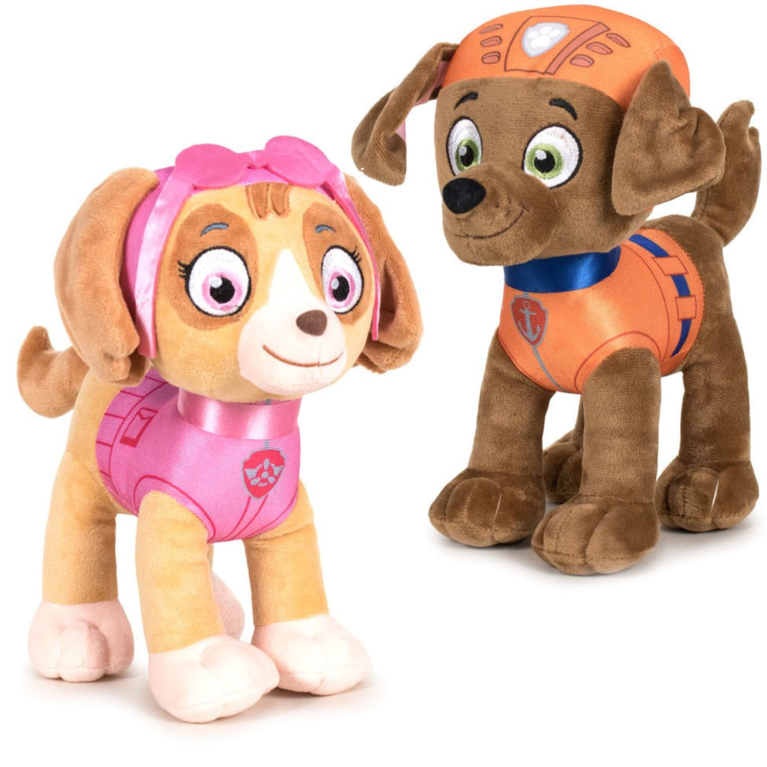 Paw Patrol figuren speelgoed knuffels set van 2x karakters Zuma en Skye 19 cm -