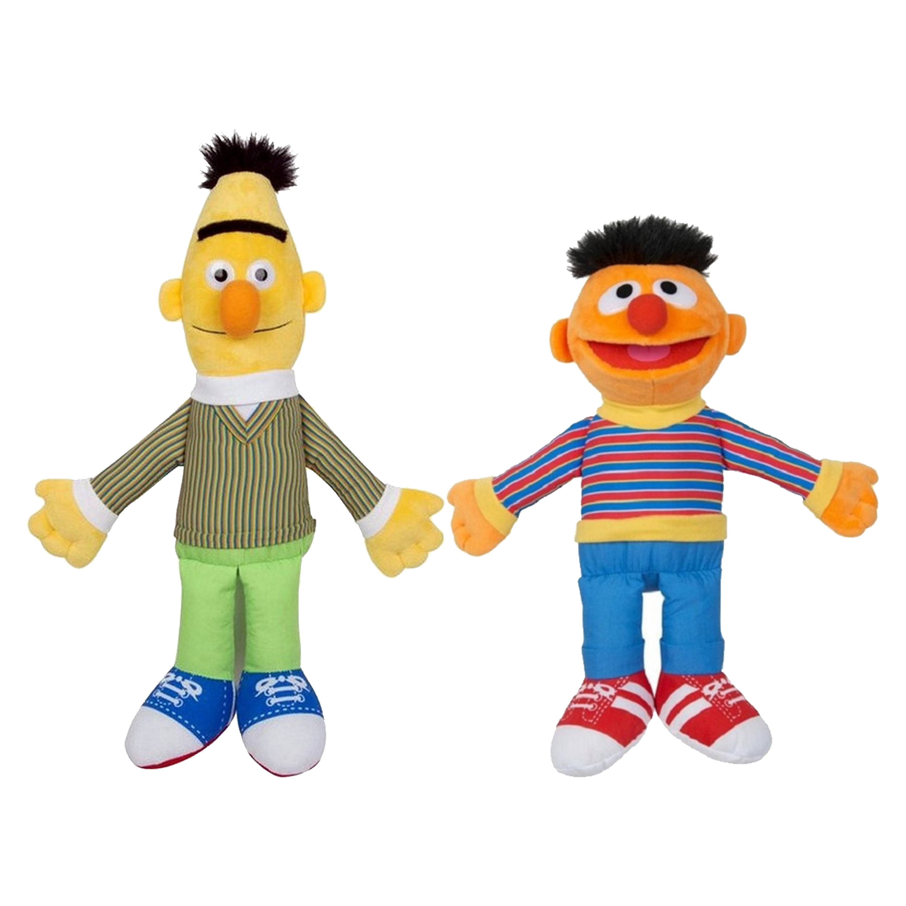 Sesamstraat knuffels - Bert en Ernie - stof - 38/44 cm groot - pluche poppen -
