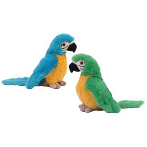 PIA Soft Toys Knuffeldier Papegaaien - set 2x - zachte pluche stof - premium knuffels - groen/blauw - 20 cm -