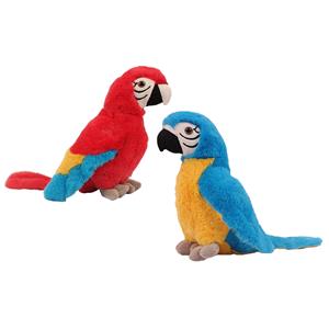 PIA Soft Toys Knuffeldier Papegaaien - set 2x - zachte pluche stof - premium knuffels - blauw/rood - 24 cm -