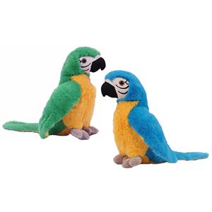 PIA Soft Toys Knuffeldier Papegaaien - set 2x - zachte pluche stof - premium knuffels - groen/blauw - 24 cm -