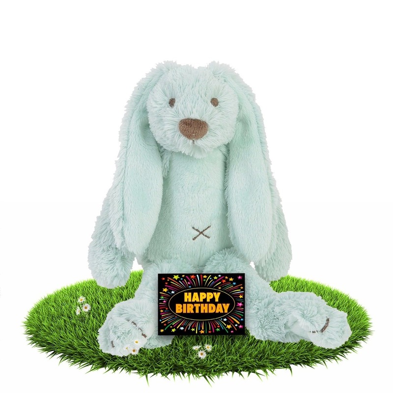 Happy Horse Verjaardag knuffel konijn 28 cm met gratis verjaardagskaart -