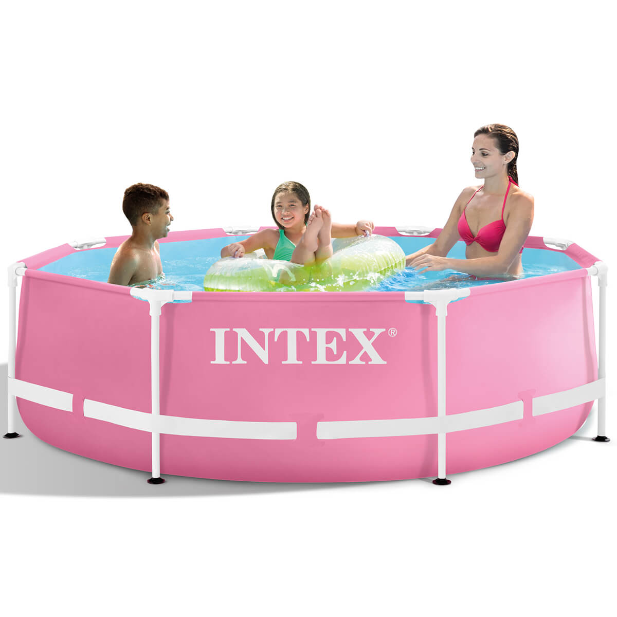 Intex Pink Metal Frame zwembad 244 x 76 cm met filterpomp