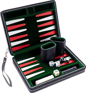 Longfield Portable Backgammon met Afsluitrits (Zwart)