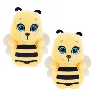 Keel Toys Knuffeldier kleine honingbij - 2x - zachte pluche stof - premium kwaliteit knuffels - geel/zwart - 1 -