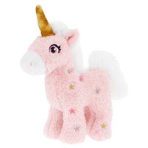 Keel Toys pluche eenhoorn knuffel - roze/wit - 16 cm - mystieke dieren - met glitter sterren -