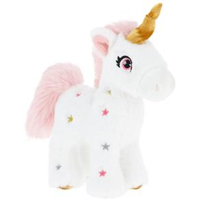 Keel Toys pluche eenhoorn knuffel - wit/roze - 16 cm - mystieke dieren - met glitter sterren -