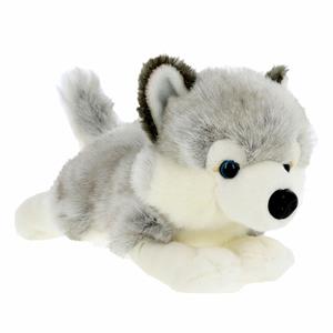 Keel Toys Knuffeldier Puppy Husky hond - zachte pluche stof - premium kwaliteit knuffels - grijs - 35 cm -