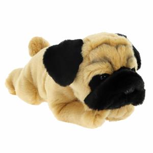 Keel Toys Knuffeldier Puppy Mopshond hond - zachte pluche stof - premium kwaliteit knuffels - beige - 35 cm -