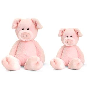 Keel Toys pluche varkens knuffeldieren - roze - staand - 18 en 25 cm -