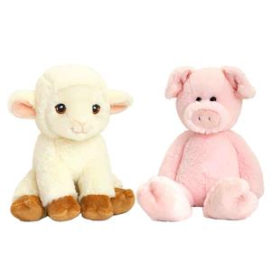 Keel Toys Pluche knuffels varken en lammetje boerderij vriendjes 18 cm -