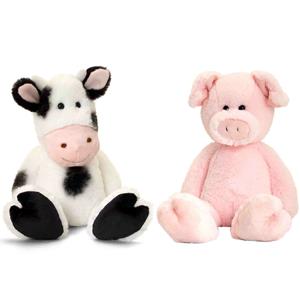 Keel Toys Pluche knuffels varken en koe boerderij vriendjes 18 cm -