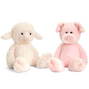 Keel Toys Pluche knuffels varken en lammetje boerderij vriendjes 18 cm -