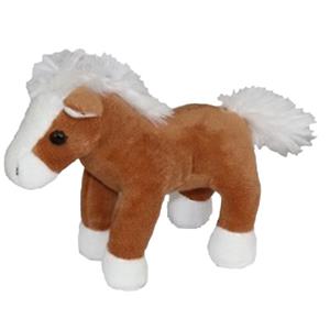 Cornelissen Pluche knuffeldier paardje - bruin/wit - 19 cm - boerderijdieren - Paarden knuffels -