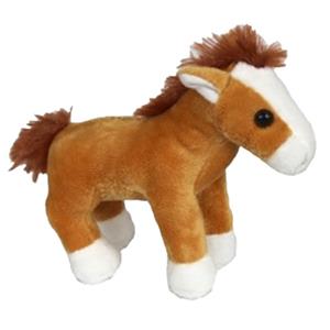 Cornelissen Pluche knuffeldier paardje - lichtbruin - 19 cm - boerderijdieren - Paarden knuffels -