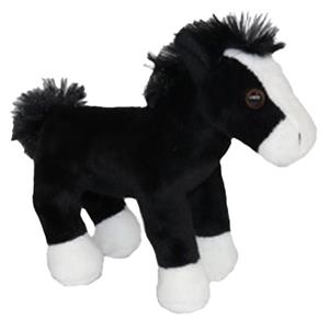 Cornelissen Pluche knuffeldier paardje - zwart - 19 cm - boerderijdieren - Paarden knuffels -