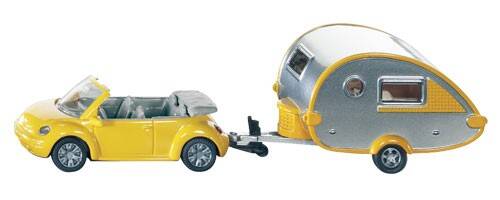 Brinic Modelcars Siku 1629 Volkswagen New Beetle met Caravan