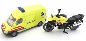 Brinic Modelcars Siku 1654 Mercedes Benz Sprinter Ambulance NL + BMW Motor