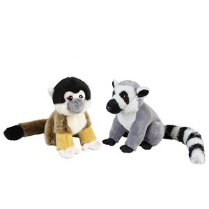 Ravensden Apen serie zachte pluche knuffels 2x stuks - Ringstaart Maki en Squirrel Aapje van 18 cm -