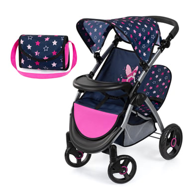 Bayer Design Twin Star tweeling poppenwagen, blauw