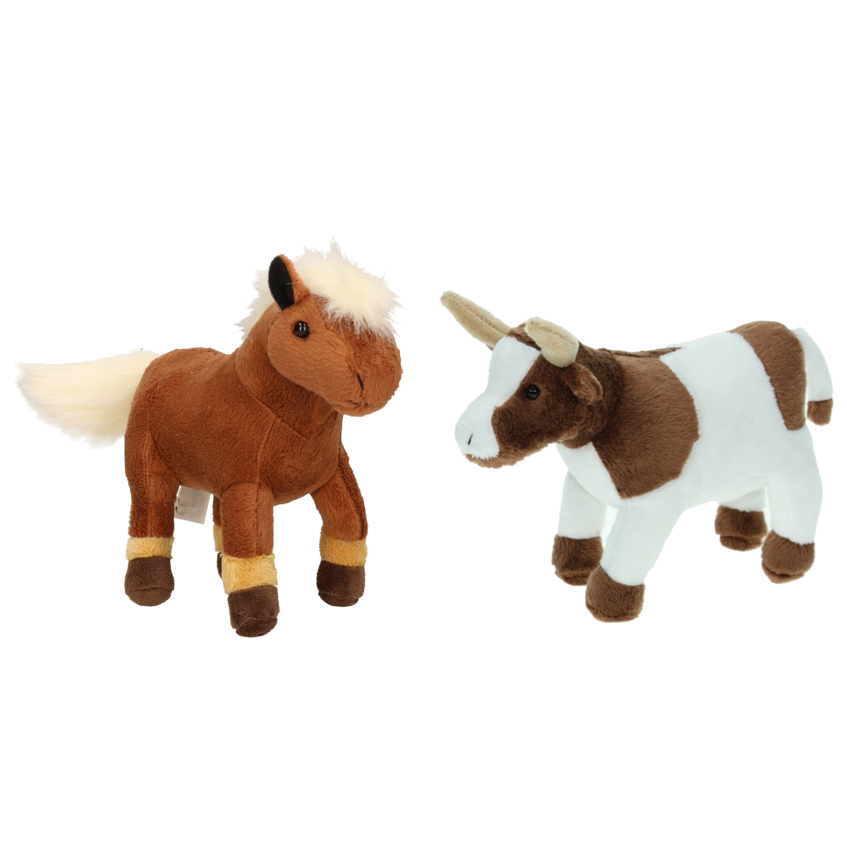 Cornelissen Pluche knuffel boerderijdieren set Koe en Paard van 23 cm -