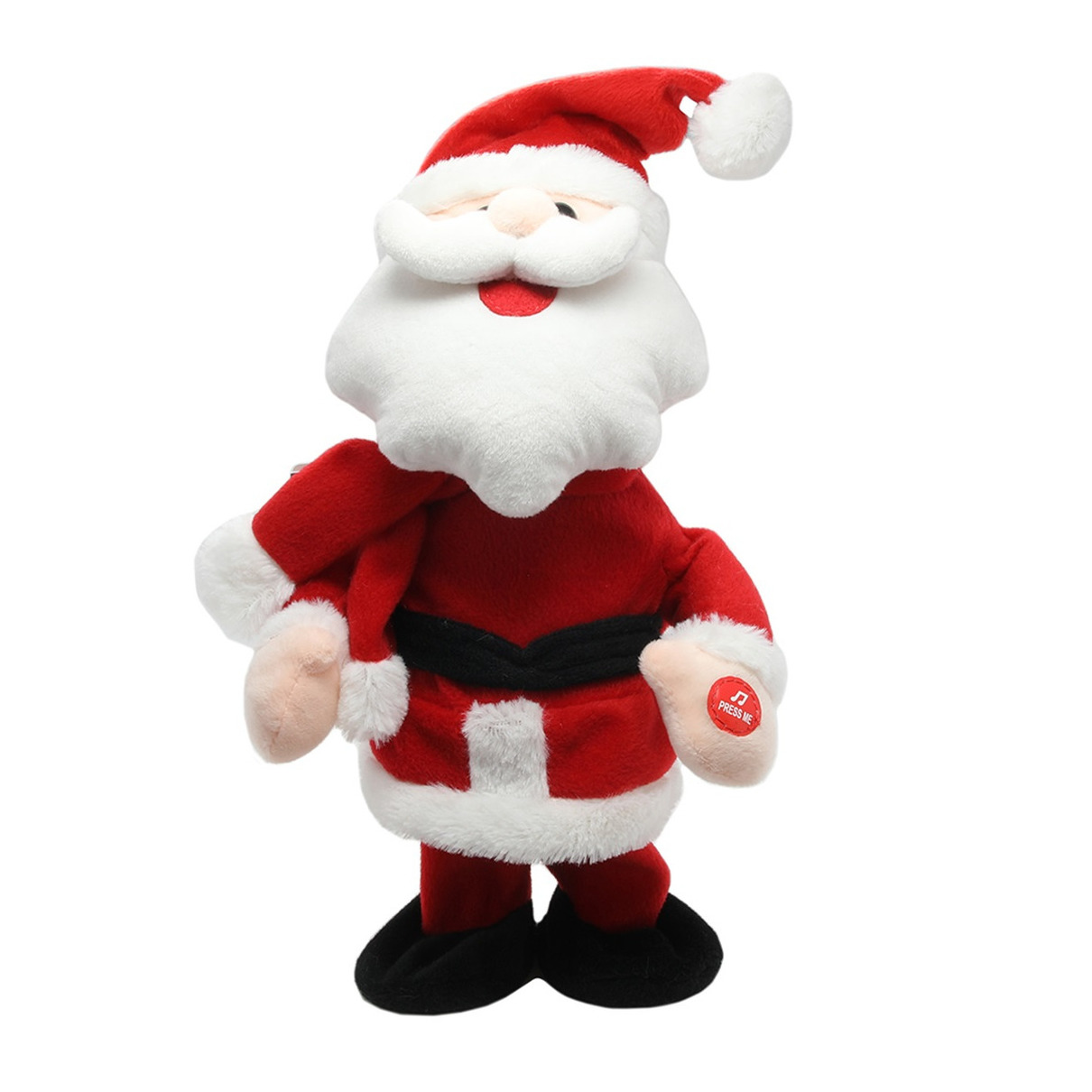 Merkloos Kerstman pop dansend 30 cm bewegende kerstfiguren/kerstpoppen -