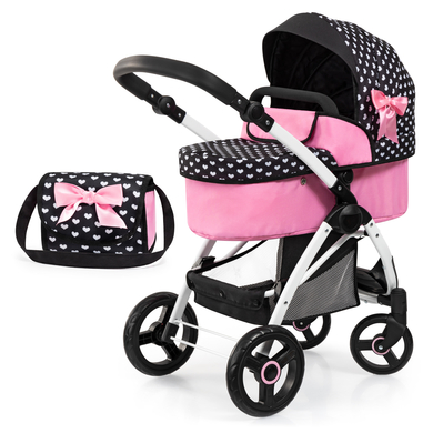 Bayer Design City Max combi poppenwagen, zwart/roze