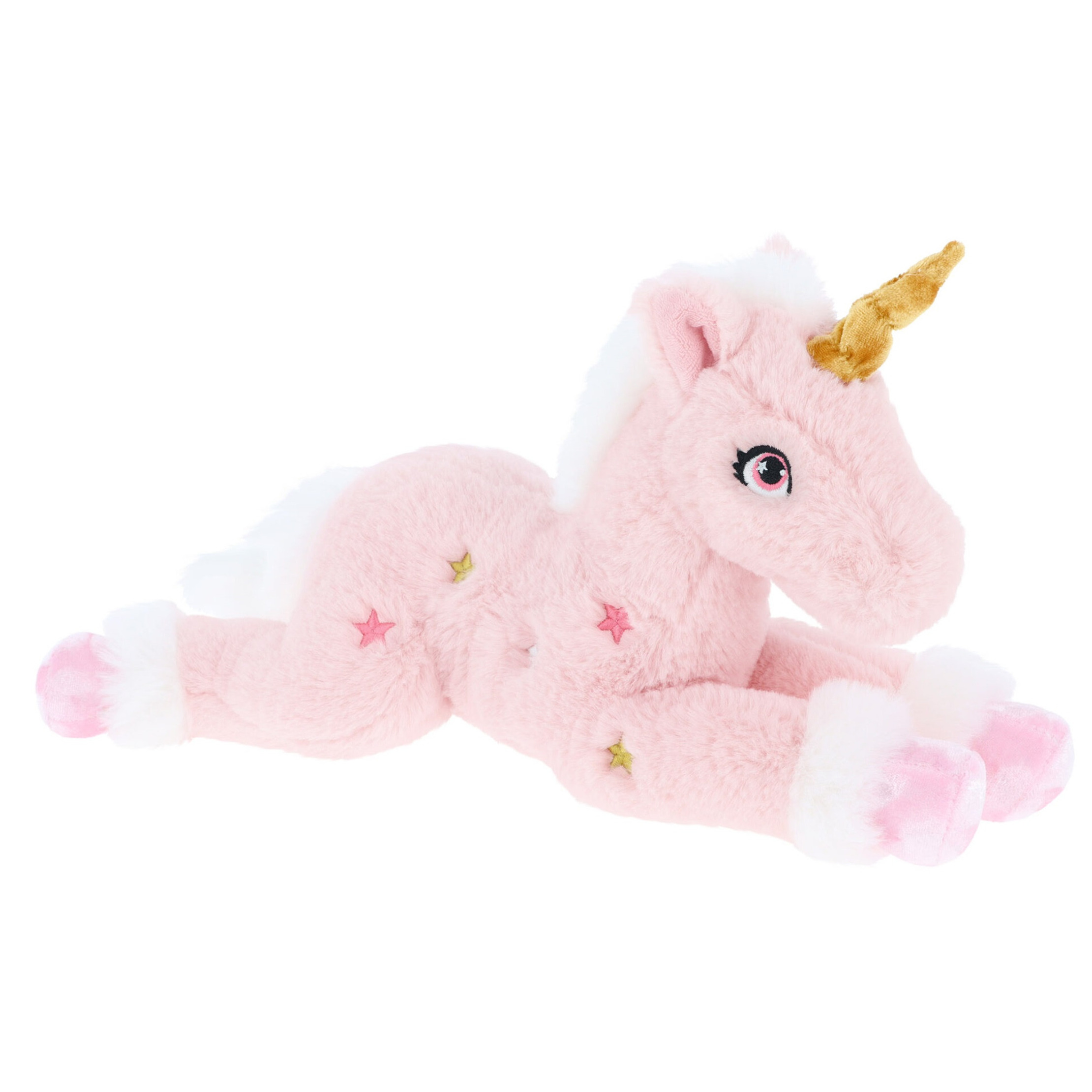 Keel Toys pluche eenhoorn knuffel - roze/wit - 35 cm - mystieke dieren - met glitter sterren -