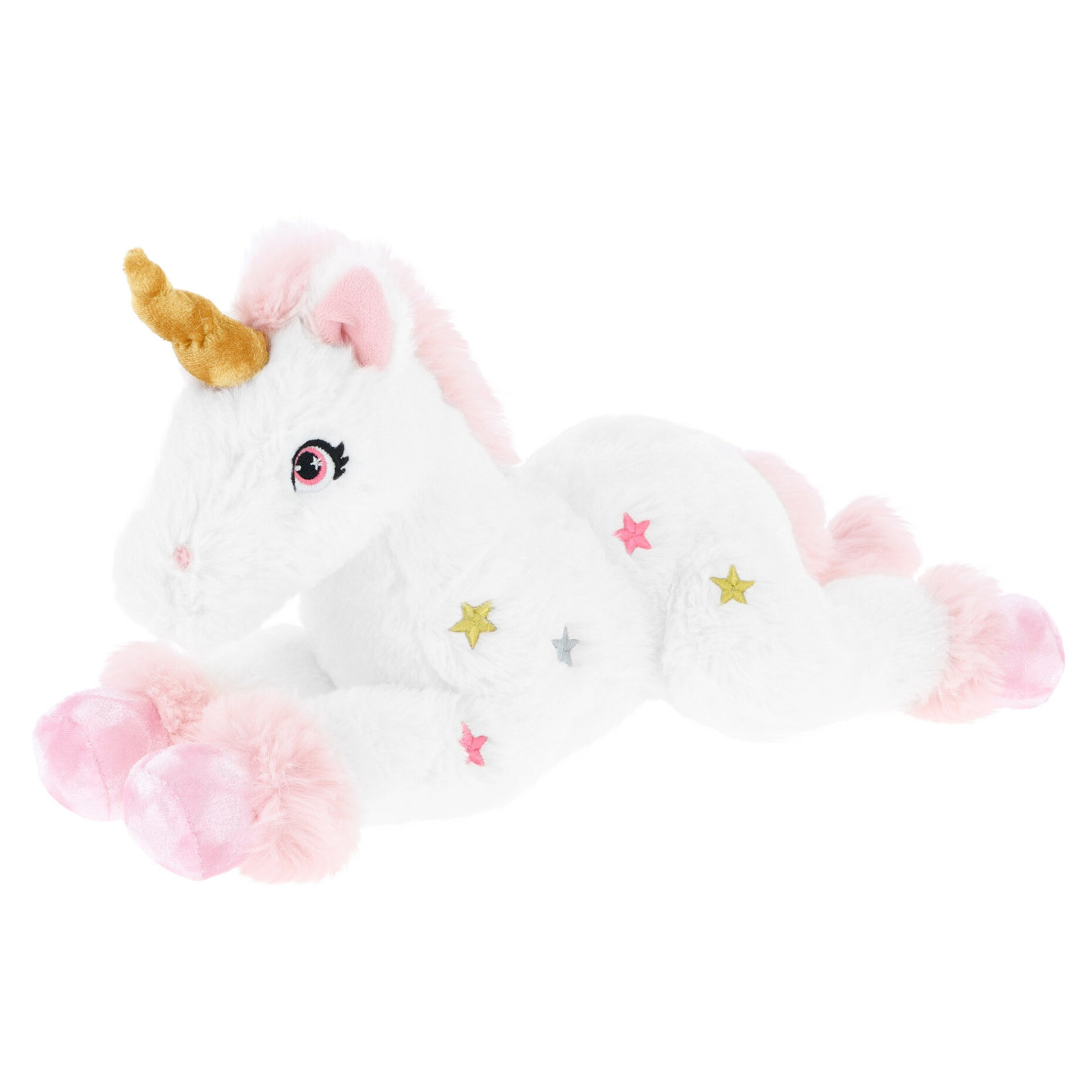 Keel Toys pluche eenhoorn knuffel - wit/roze - 35 cm - mystieke dieren - met glitter sterren -