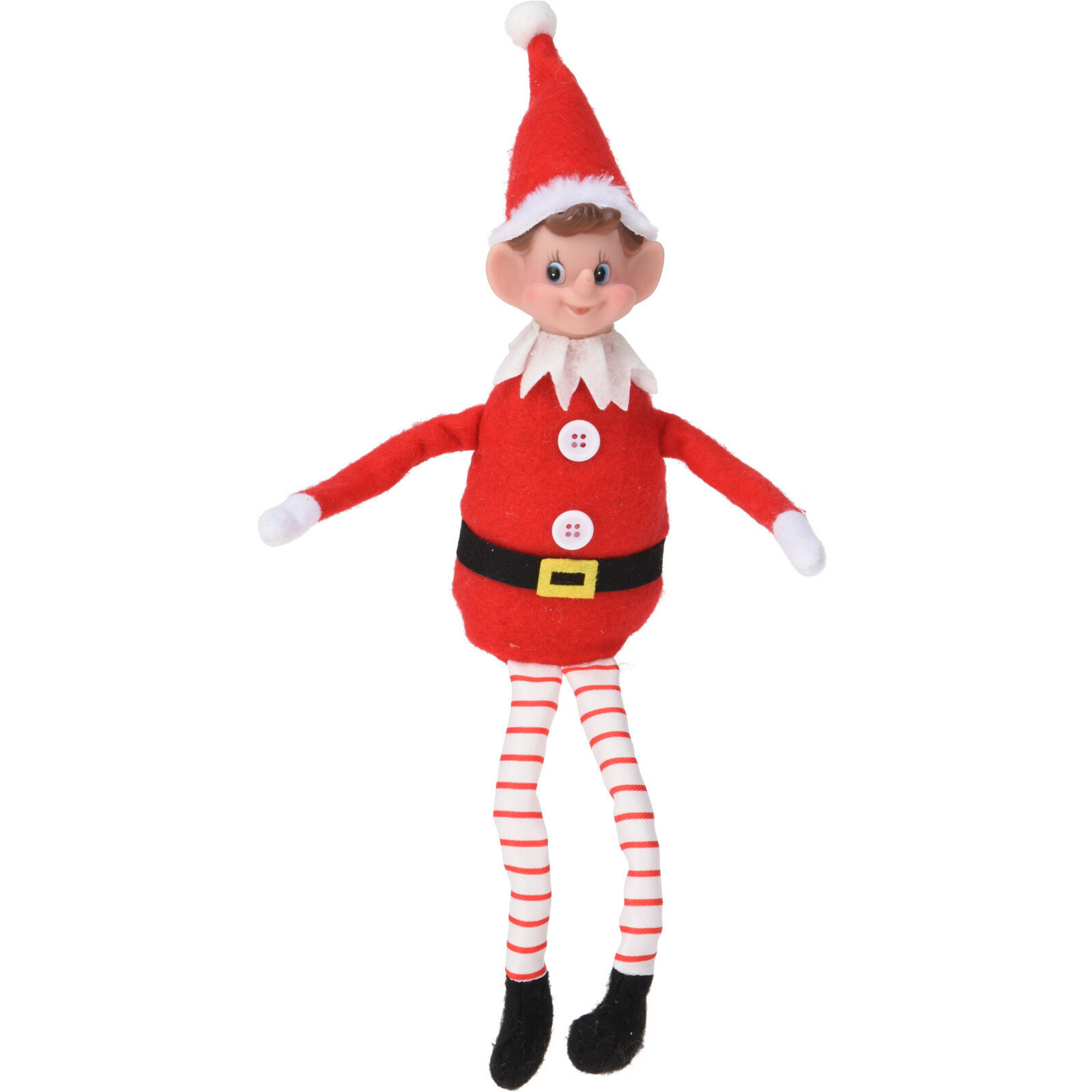 Christmas Decoration Elf kerst knuffel - 35 cm - pluche - rood - kerstknuffel elf - plank elf -