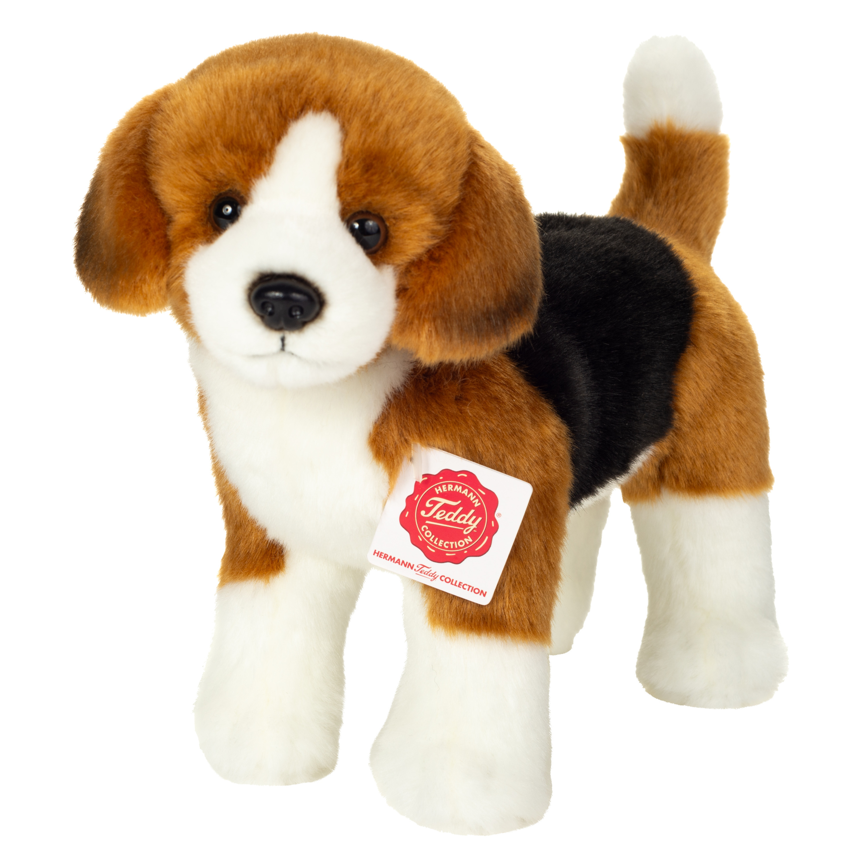 Hermann Teddy Knuffeldier Beagle hond - zachte pluche stof - premium kwaliteit knuffels - bruin/wit - 23 cm -